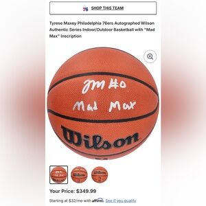 Tyrese Maxey Philadelphia 76ers Autographed Wilson Basketball
